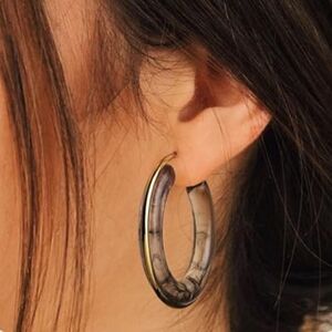 Gray crystal hoop earrings S707